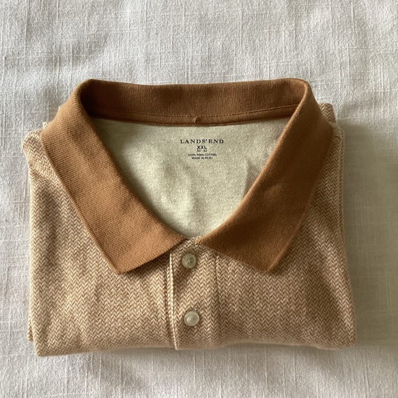 Lands' End Polo Shirt Mens 2XL XXL Pima Cotton Classic Casual Made in Peru Golf - Picture 1 of 12